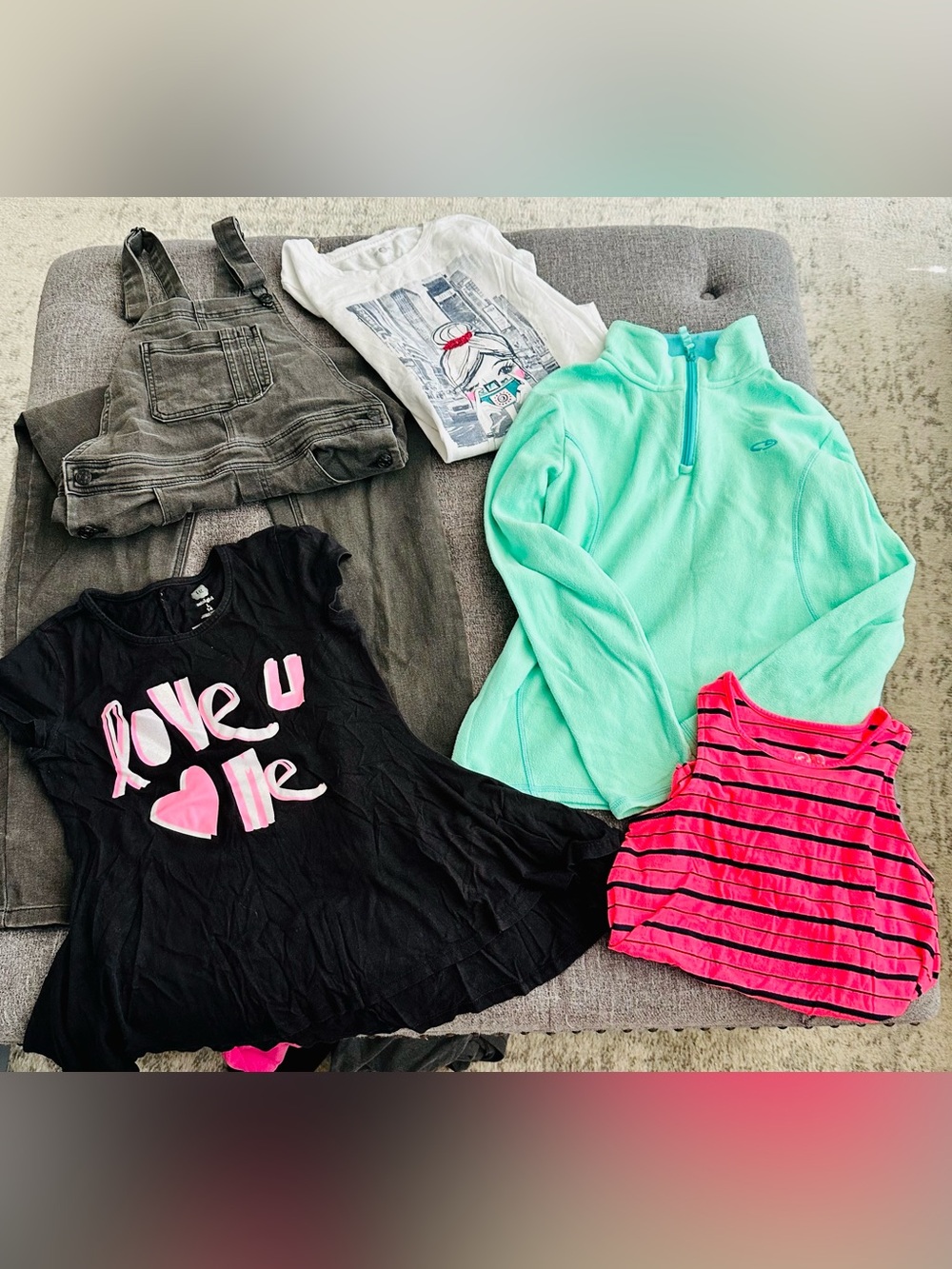 Lot of 5 Girls Overalls & Tops